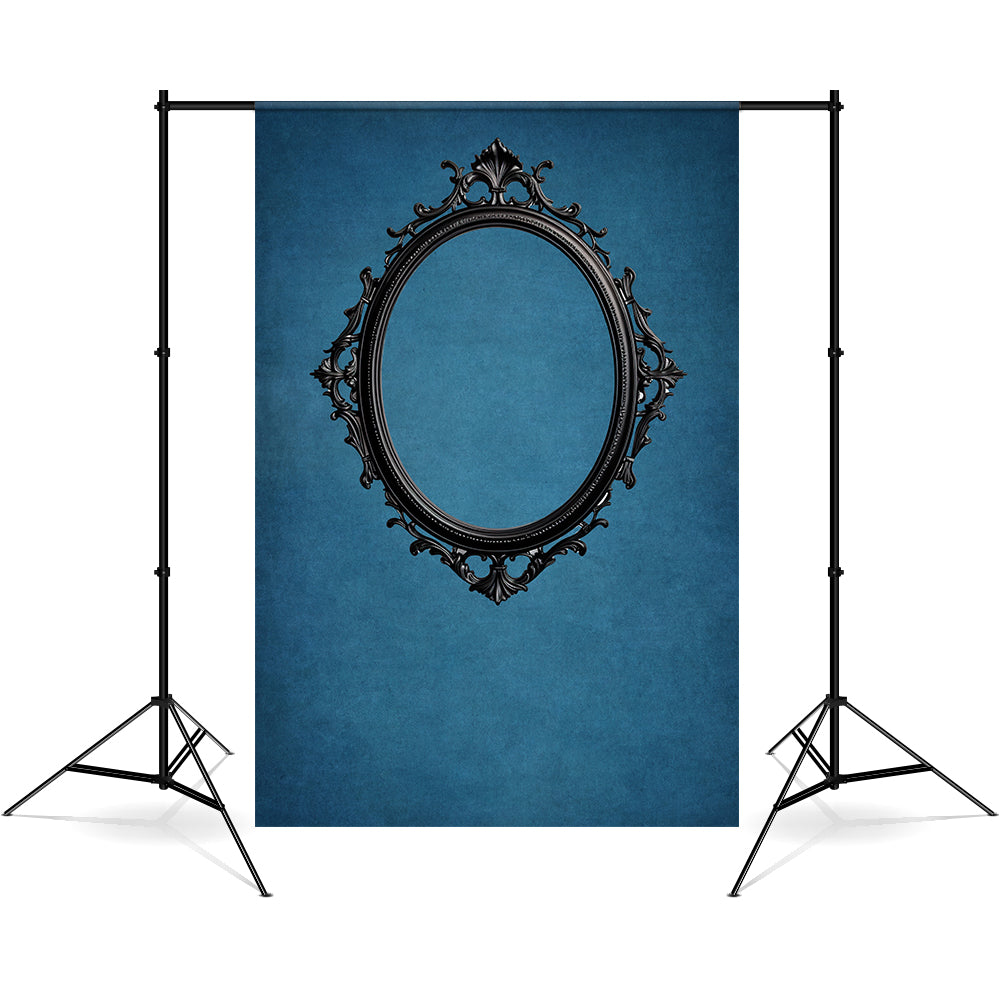 DBackdrop Kunst Classic Schwarz Oval Fotorahmen Blau Abstrakt Hintergrund RR4-60