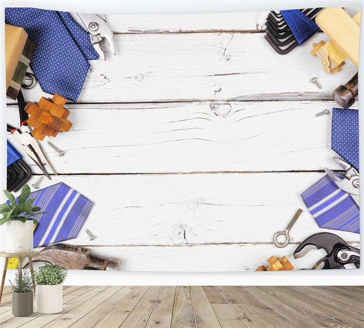 Vatertag Holzbrett Werkzeuge Männer Krawatte Hintergrund RR5-14