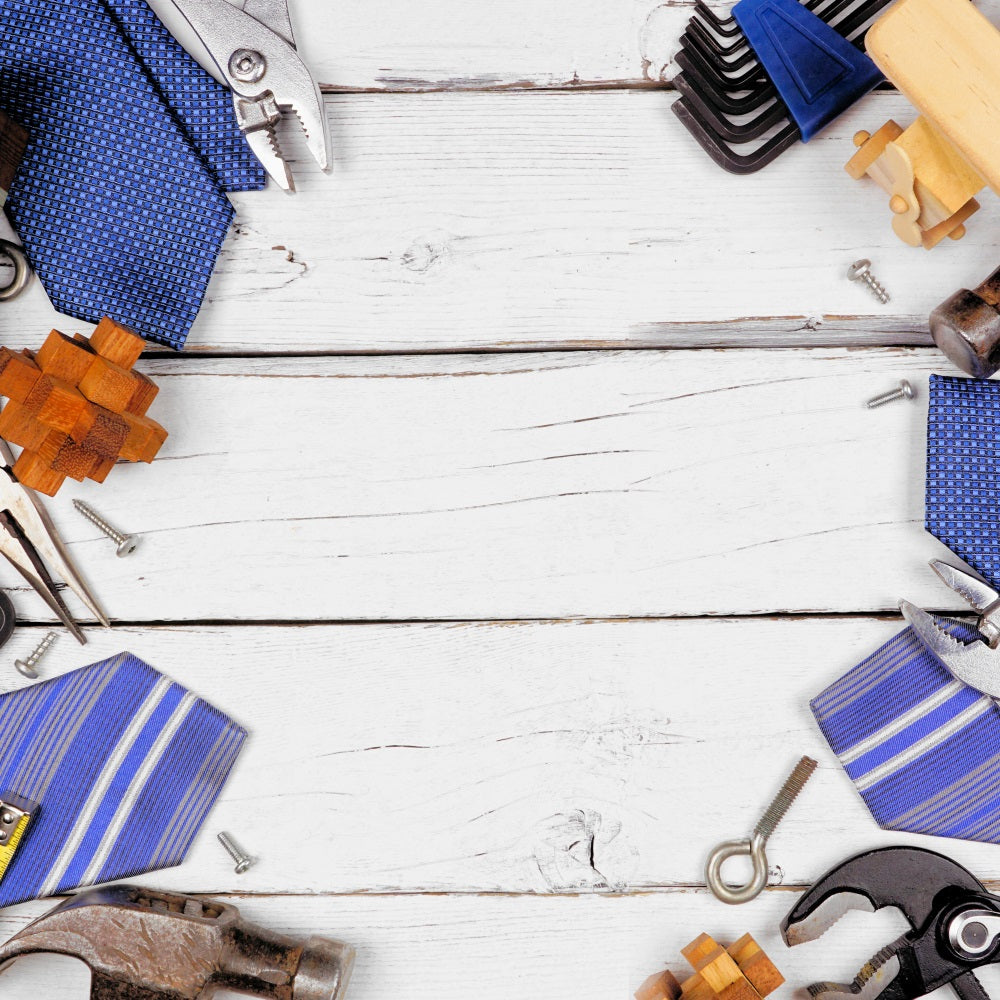 Vatertag Holzbrett Werkzeuge Männer Krawatte Hintergrund RR5-14