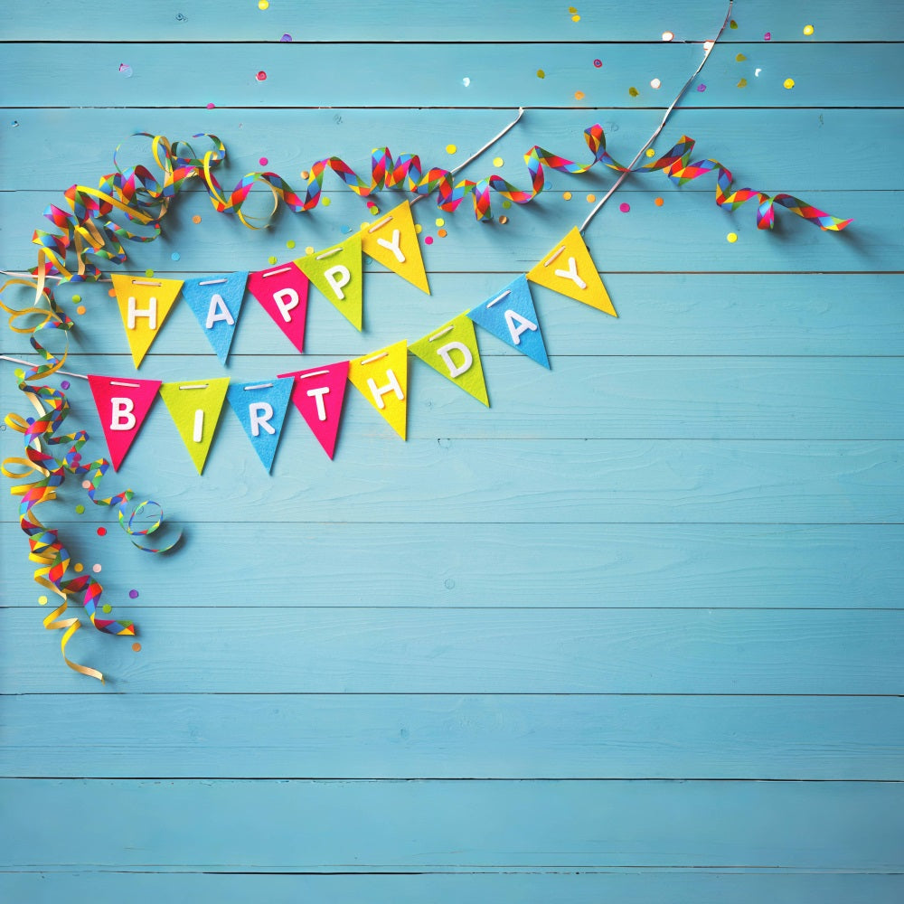 Happy Birthday Party Blaue Holzkulisse RR5-44