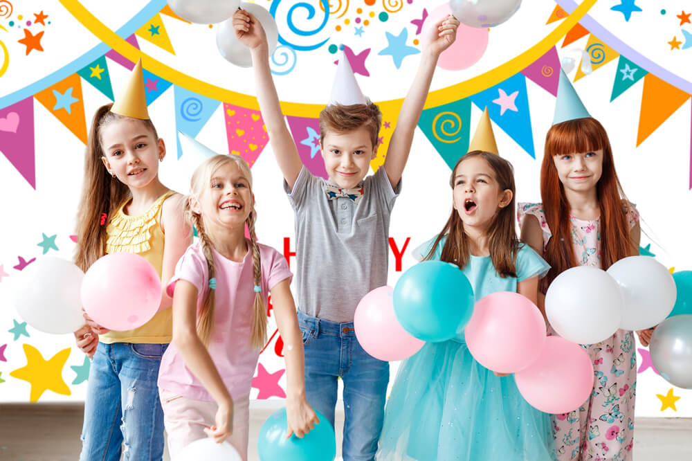 Bunte Banner Sterne Individuelle Geburtstagskulisse RR5-49