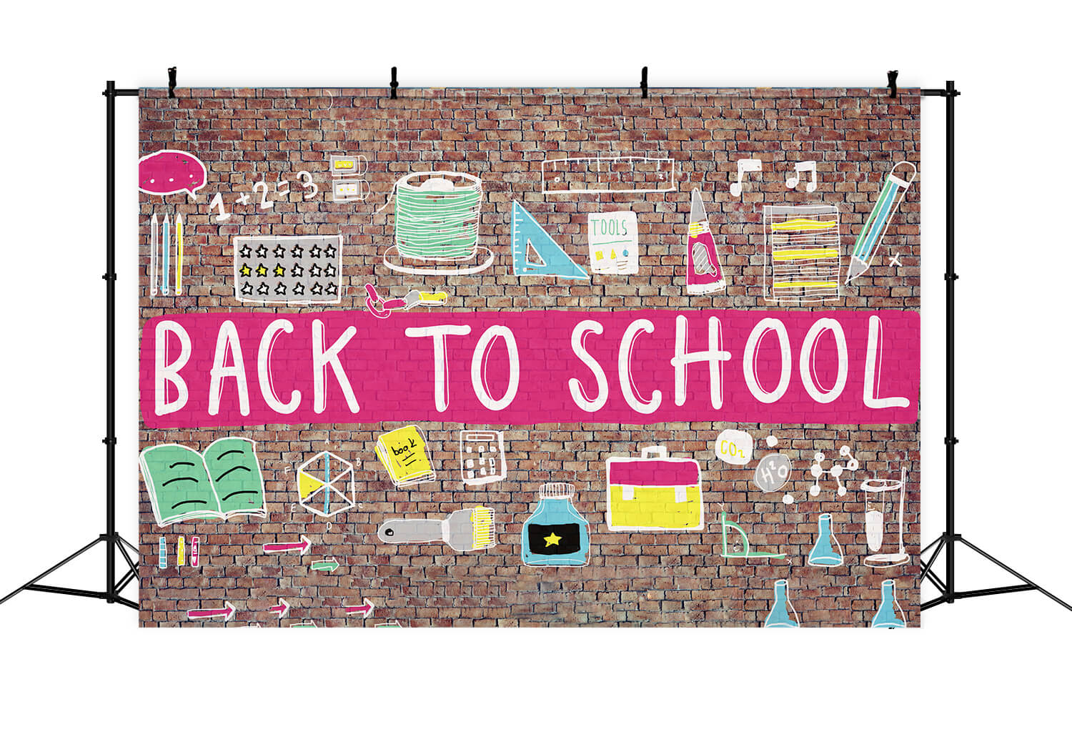 Back to School Backsteinmauer Fotografie Hintergrund RR6-26