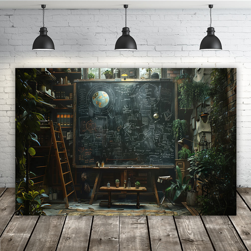 Vintage Bücherregal Blackboard Studierzimmer Fotografie Hintergrund RR6-43