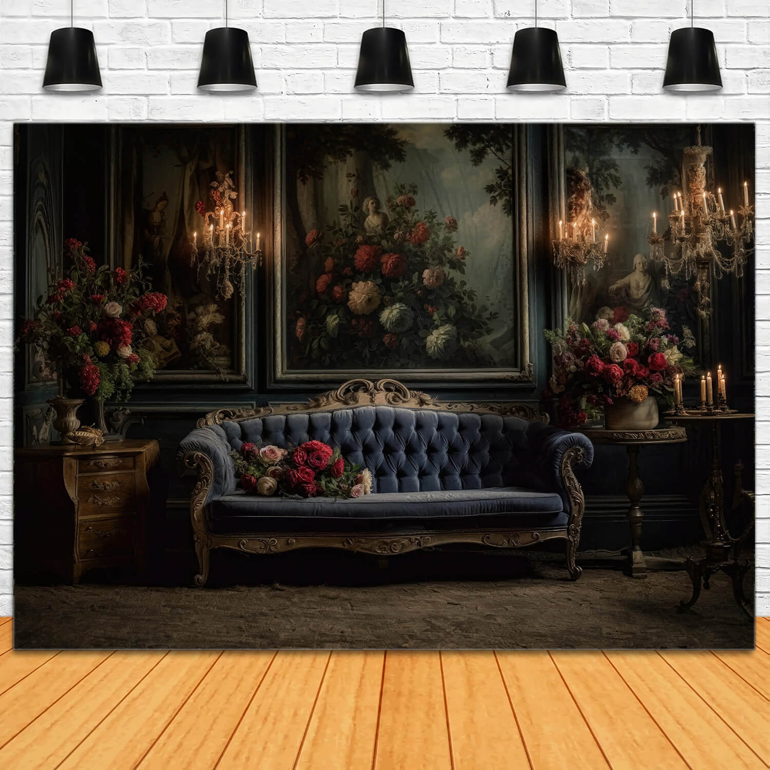 Viktorianisches Wohnzimmersofa Retro-Wandhintergrund RR6-63