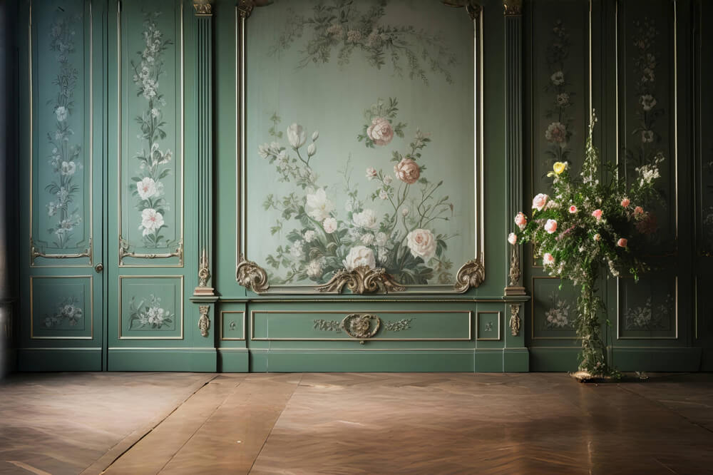 Klassisches Interieur Retro Blumen Wand Hintergrund RR6-80