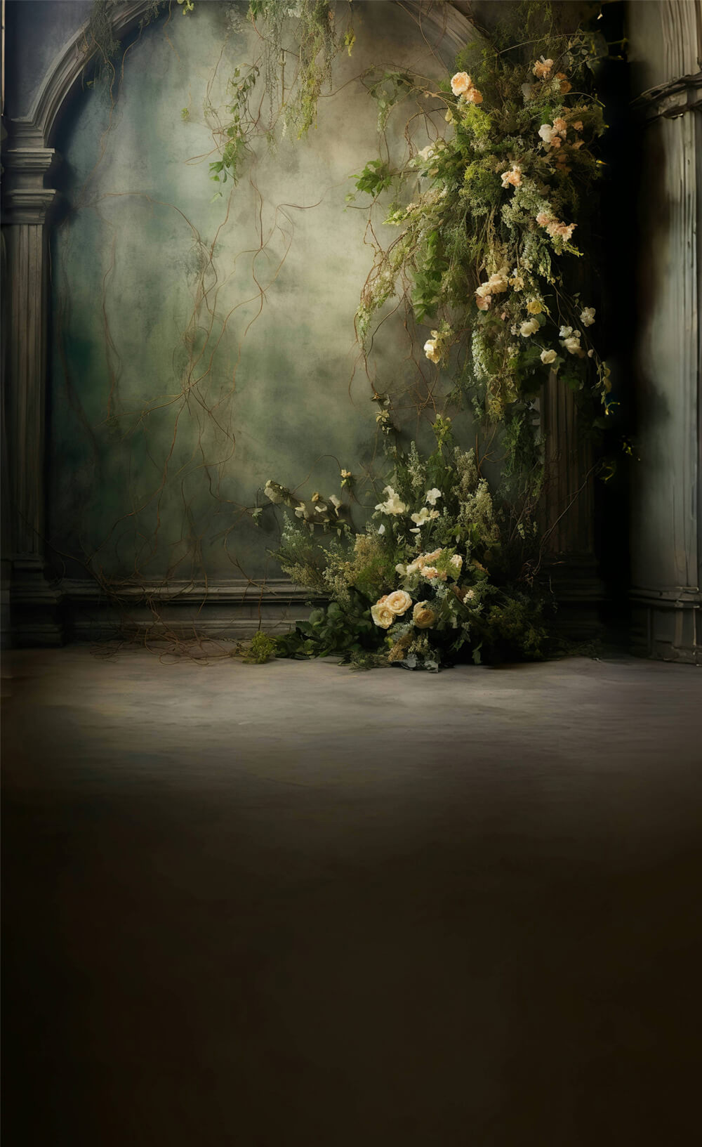 Grüner Fine Art Floral Sweep Fotohintergrund RR6-94