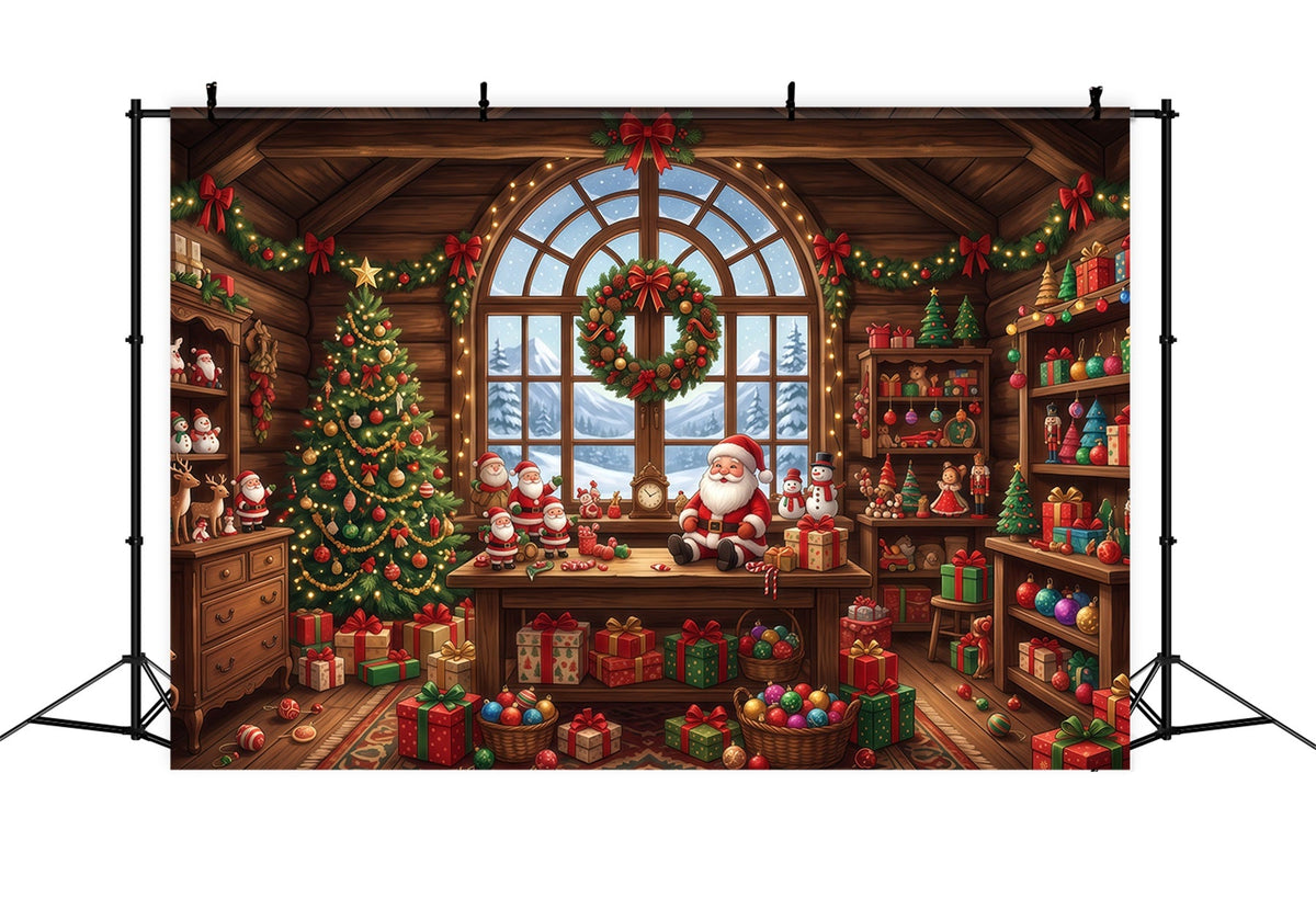 Santa-Hintergrund Rustikale Spielzeugwerkstatt Innenraum RR610-129