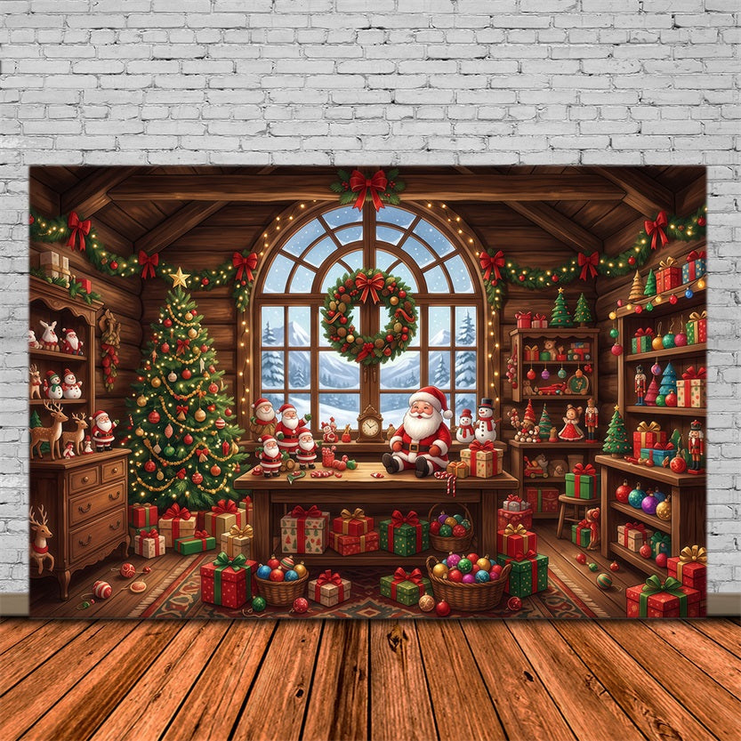 Santa-Hintergrund Rustikale Spielzeugwerkstatt Innenraum RR610-129