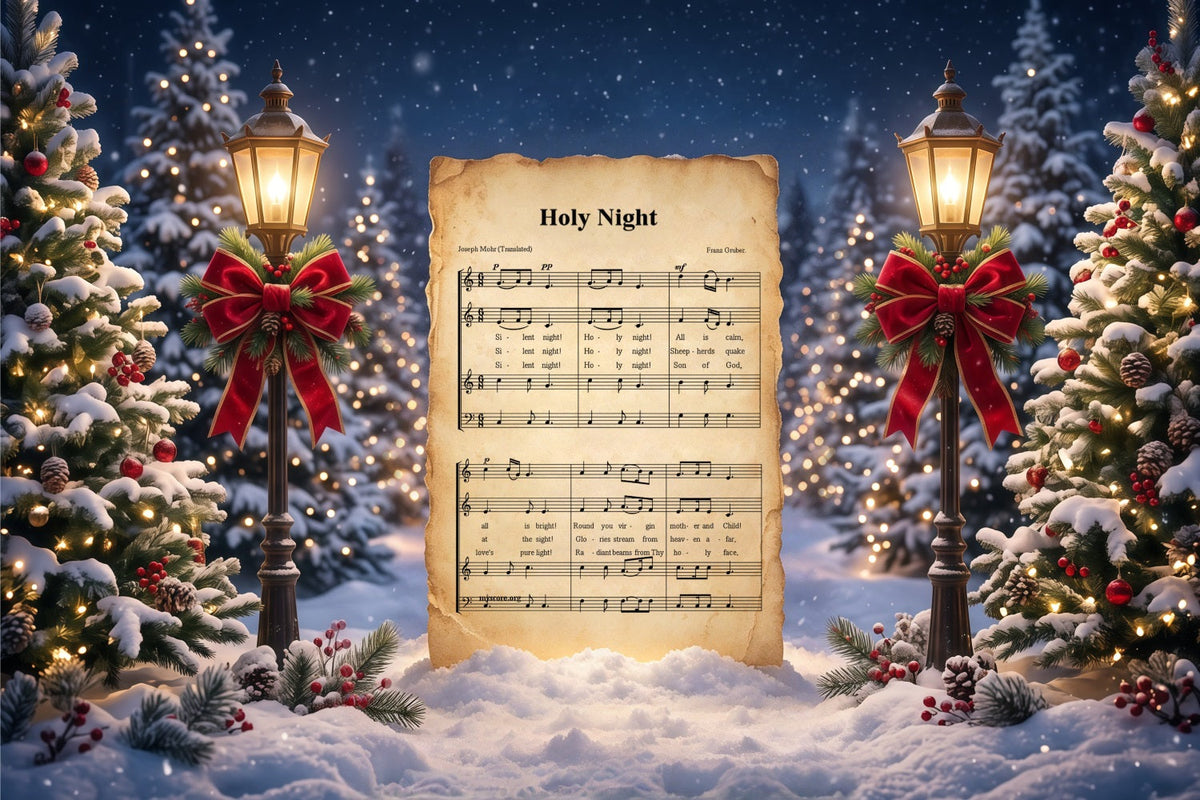 Weihnachtlicher Weihnachtslied Hintergrund Heilige Nacht Notenblätter RR610-167