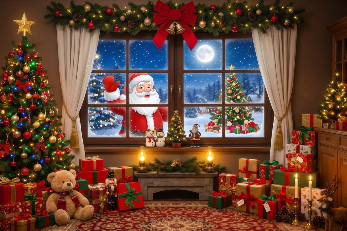 Santa Fotohintergrund Fenster Geschenkauslage Weihnachtsmusik RR610-19