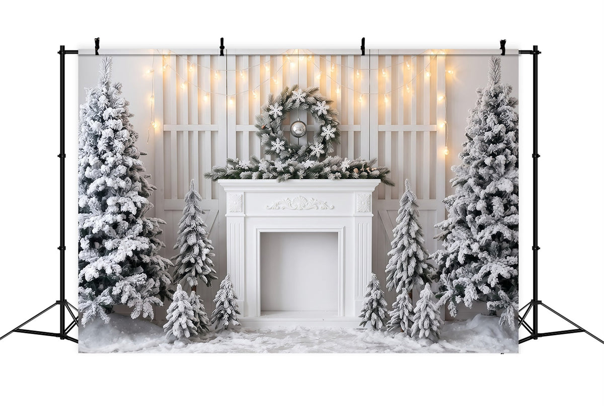 Weißer Weihnachtshintergrund Frostiger Kamin Dekoration RR610-32