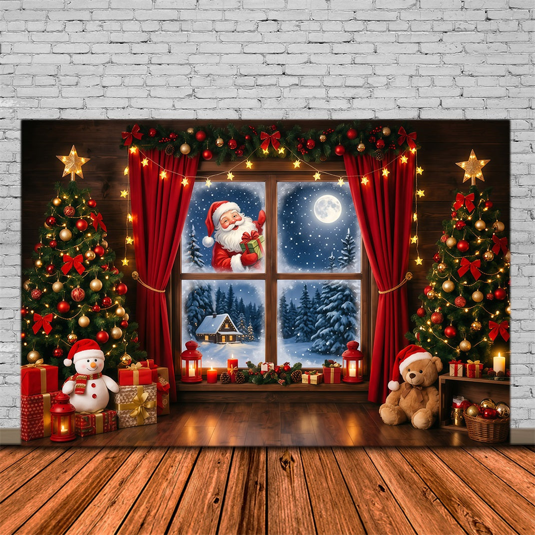 Weihnachtlicher Hintergrund Fenster Geschenk Überraschung RR610-33