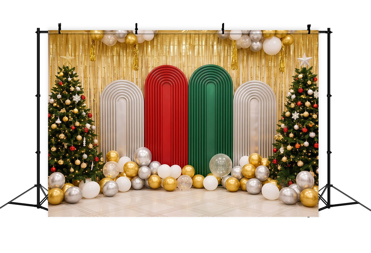 Weihnachtlicher Urlaubshintergrund Goldener Ballonbogen Dekoration RR610-41