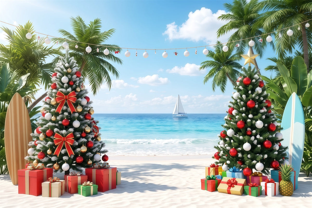 Tropischer Weihnachtshintergrund Strand Meer Palmen RR610-57