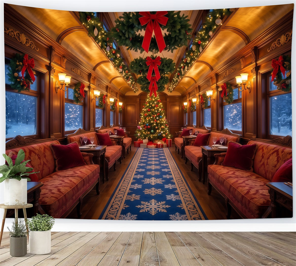 Weihnachtlicher Fotohintergrund Festliche Zuglounge RR610-61