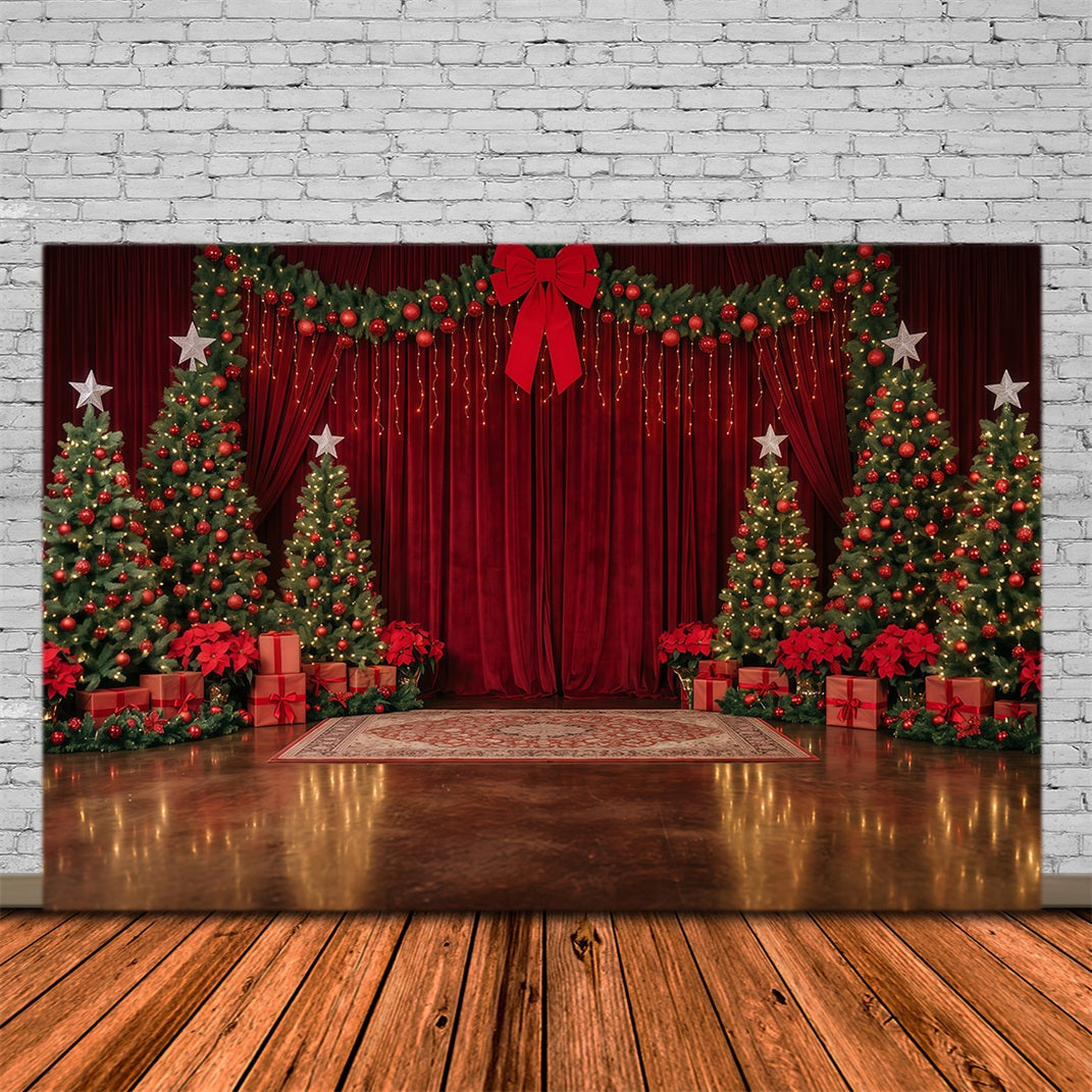 Weihnachtlicher Bühnenhintergrund Roter Samt Weihnachtsbaum-Dekoration RR610-69