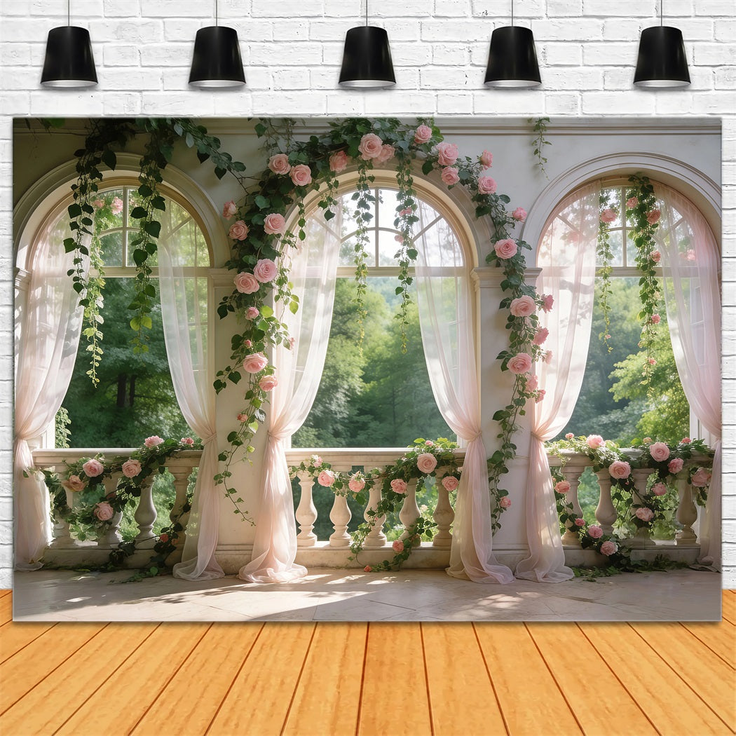 Garten-Fotohintergrund Blush Rose Balkon Rosenbogen Frühlingshintergrund-Ideen RR62-11