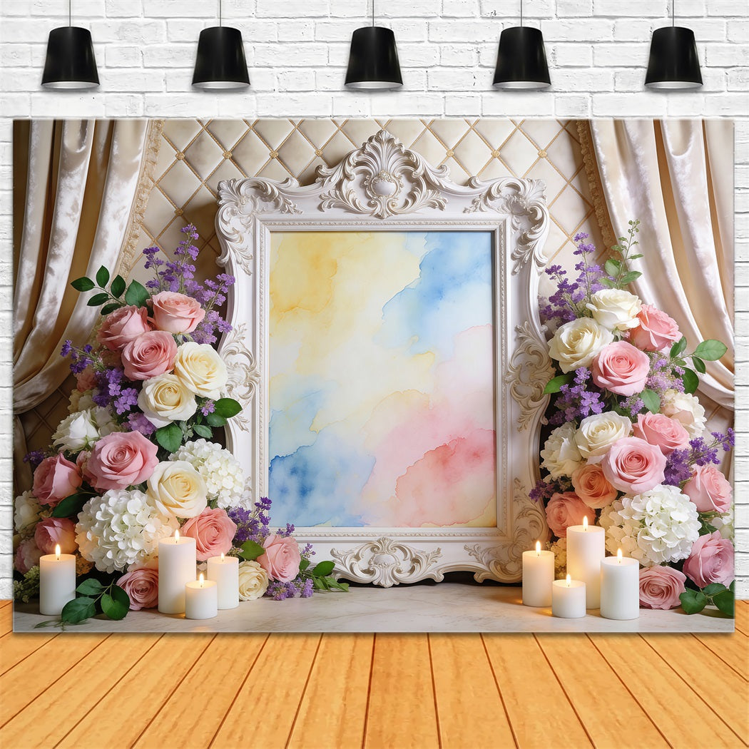 Frühlingshintergrund mit Blumen Verzierter Rahmen Aquarellblumen Ideen für Frühlingshintergründe RR62-2