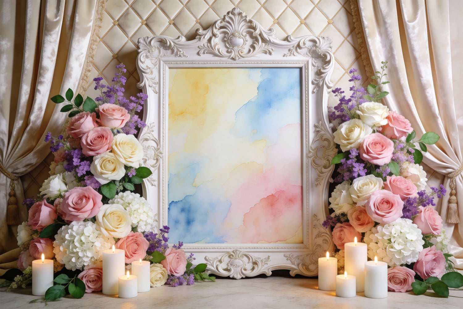 Frühlingshintergrund mit Blumen Verzierter Rahmen Aquarellblumen Ideen für Frühlingshintergründe RR62-2