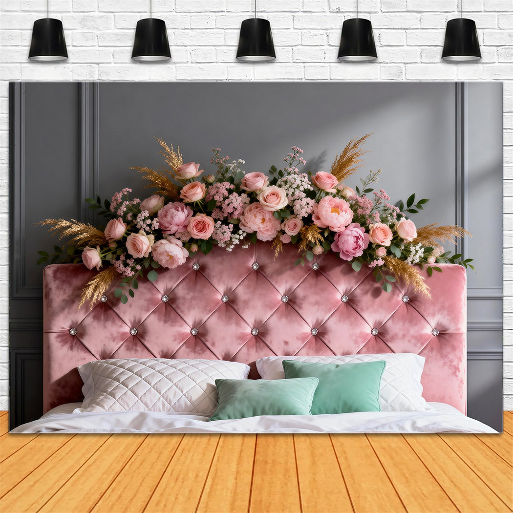 Boudoir-Kopfteil-Hintergrund Blush Velvet Floral Crown Hintergründe für Boudoir RR62-51