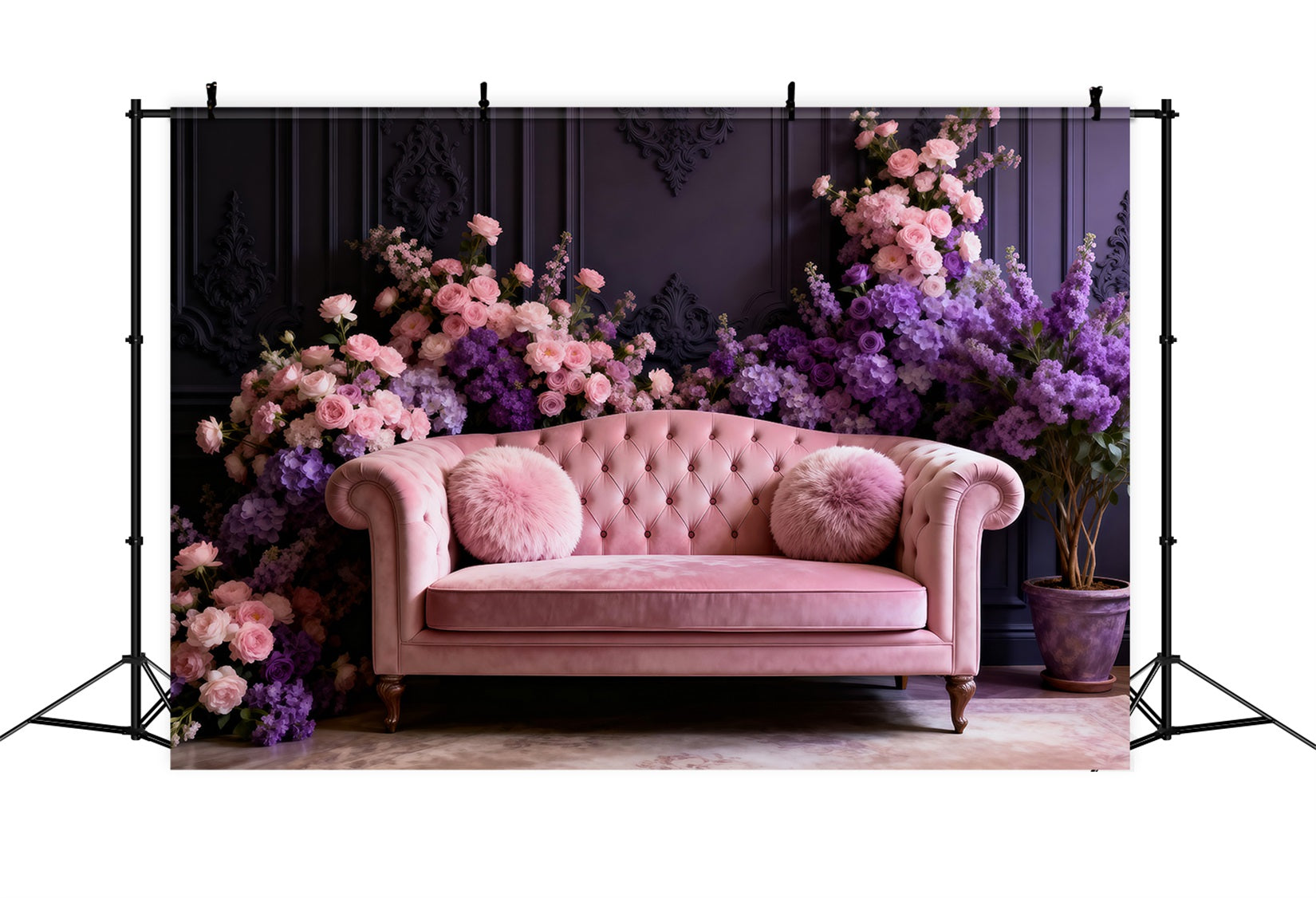 Hintergründe für Boudoir-Fotografie Blush Velvet Floral Sofa Vintage Hintergrund RR62-63