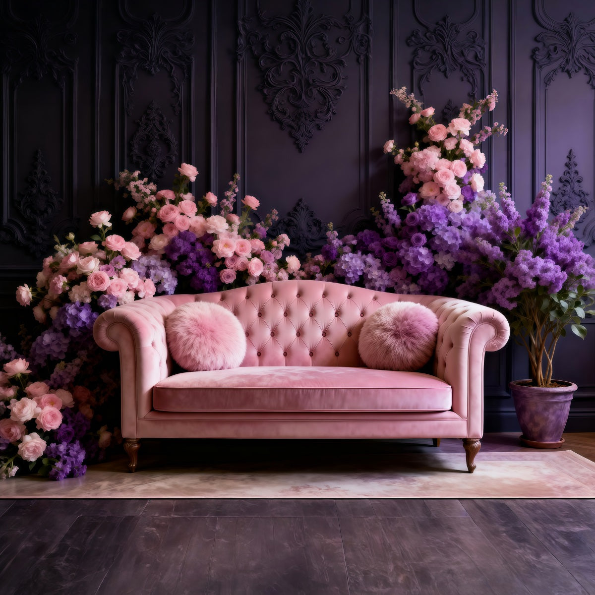 Hintergründe für Boudoir-Fotografie Blush Velvet Floral Sofa Vintage Hintergrund RR62-63