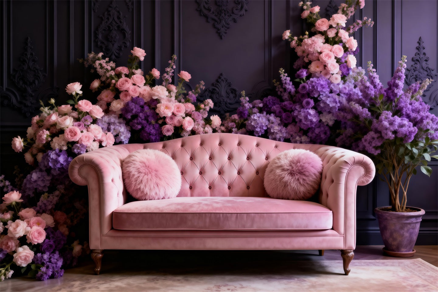 Hintergründe für Boudoir-Fotografie Blush Velvet Floral Sofa Vintage Hintergrund RR62-63