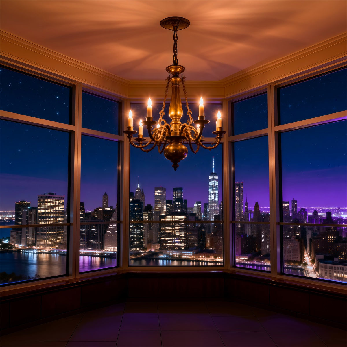 Boudoir-Hintergründe Mitternachts-Skyline Kerzenleuchter Boudoir-Hintergrundideen RR62-81