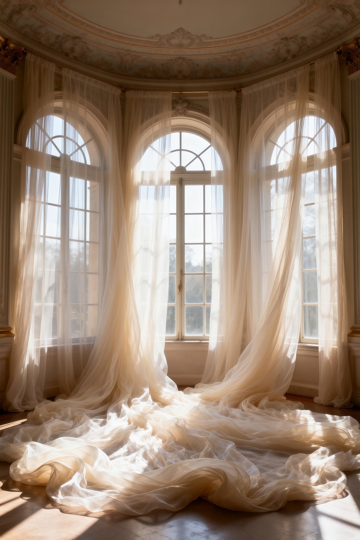 Hintergründe für Boudoir-Fotografie Sonnendurchflutete transparente Palastfenster Klassischer Hintergrund RR62-95