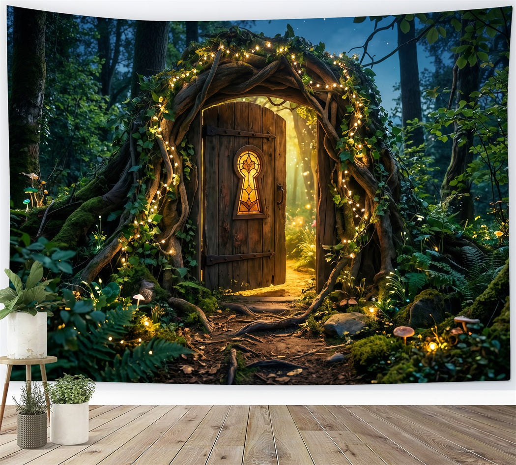 Fotohintergründe Wald Mystischer Waldweg Tür Goldenes Licht Eingang Waldhintergrund RR63-155