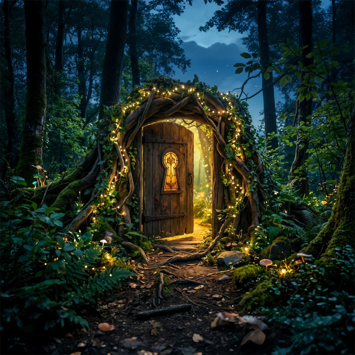 Fotohintergründe Wald Mystischer Waldweg Tür Goldenes Licht Eingang Waldhintergrund RR63-155