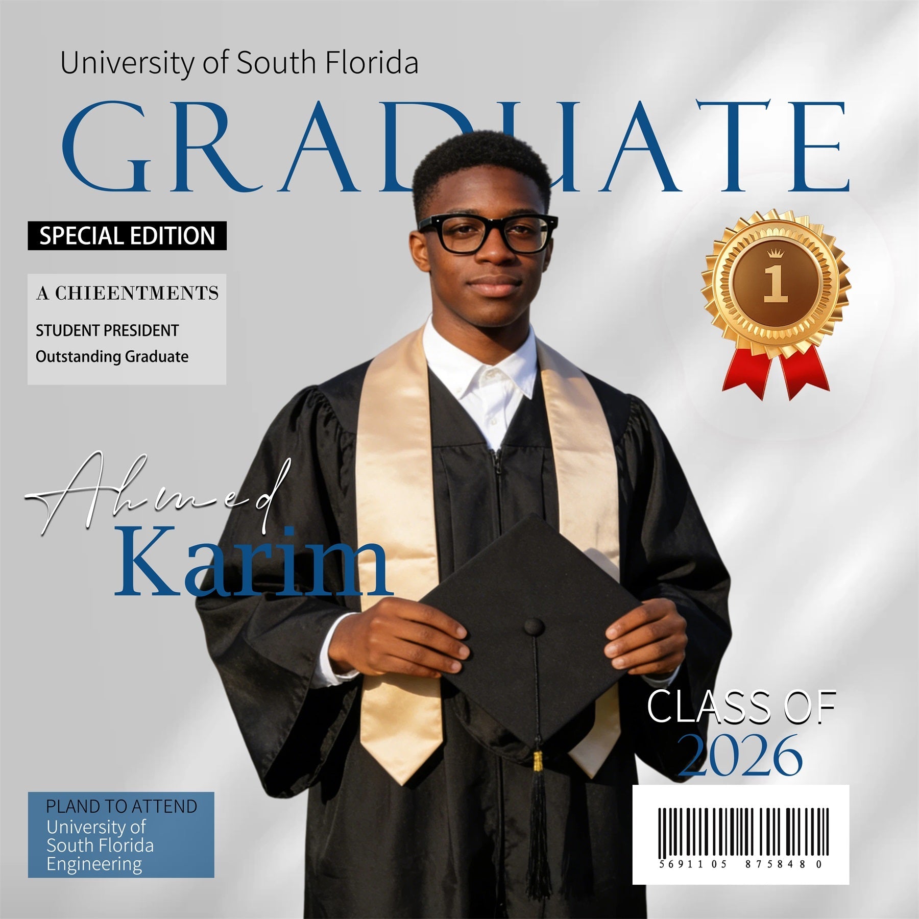 Personalisierter Abschluss-Hintergrund Moderner Magazin-Stil Abschlussfeier-Hintergrund RR63-16