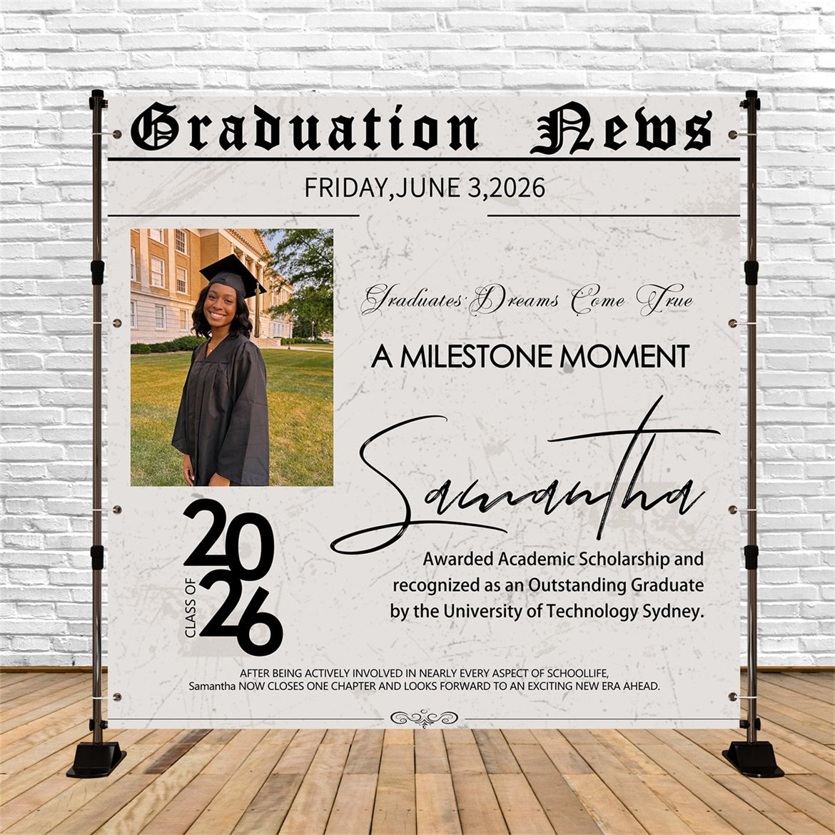 Hintergrund für Abschlussfeier: Klassischer Zeitungsstil, individueller Hintergrund für Abschlussfeier RR63-2\