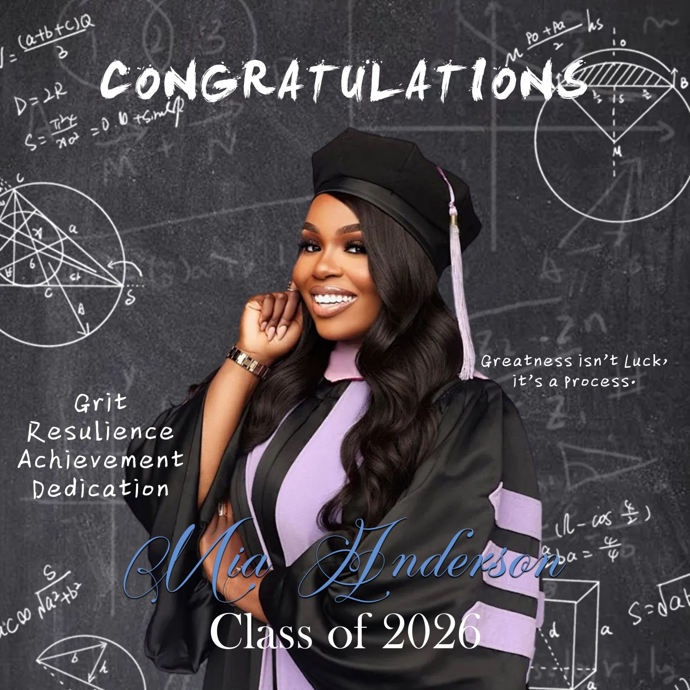 Ideen für Abschlussfeier-Kulissen Kreidetafel mit mathematischen Formeln Individuelle Abschlussfeier-Kulisse RR63-29