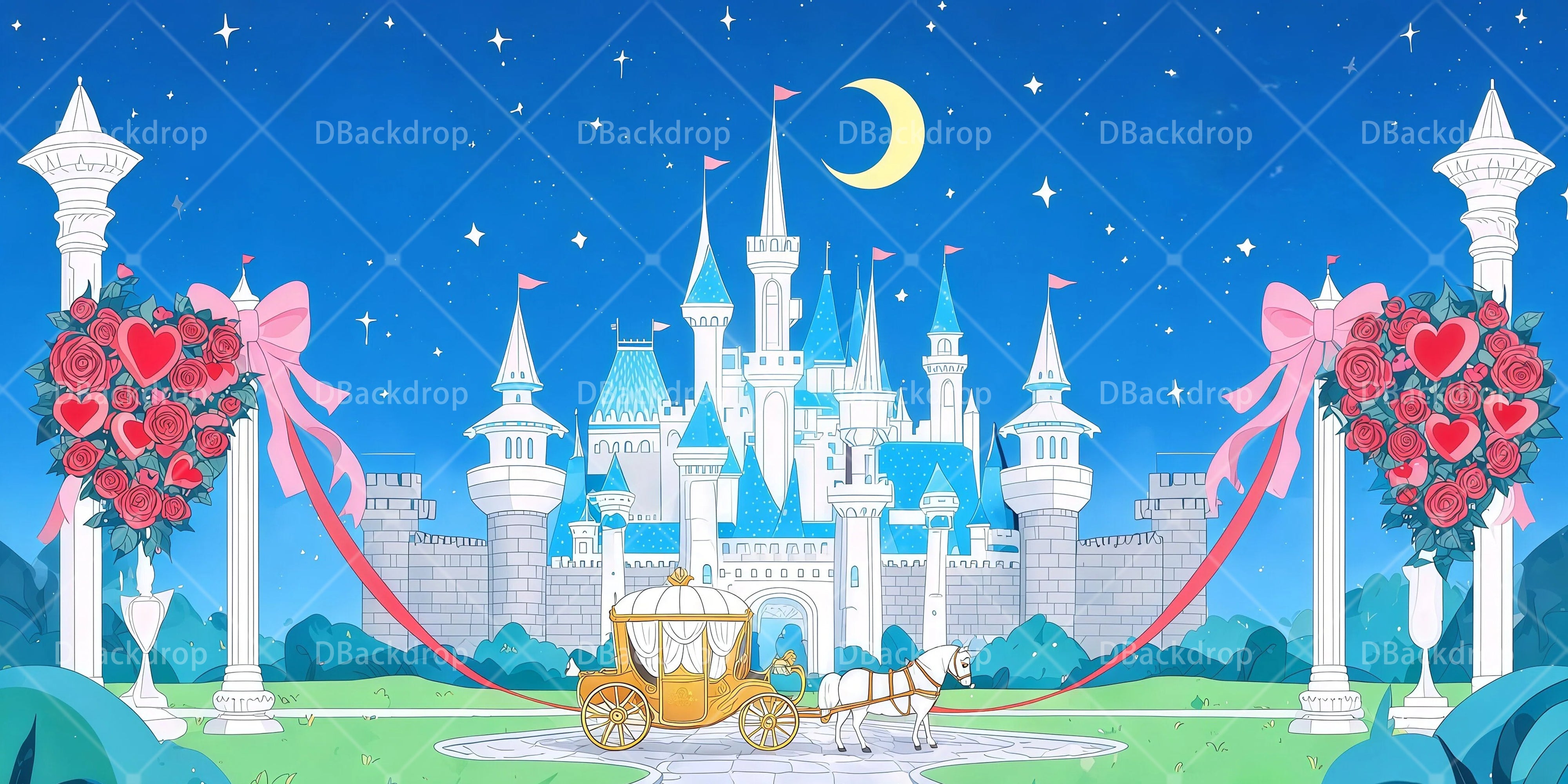 Kulissen für Schultheater Hochzeitsschloss Bühnenhintergrund RR65-T70