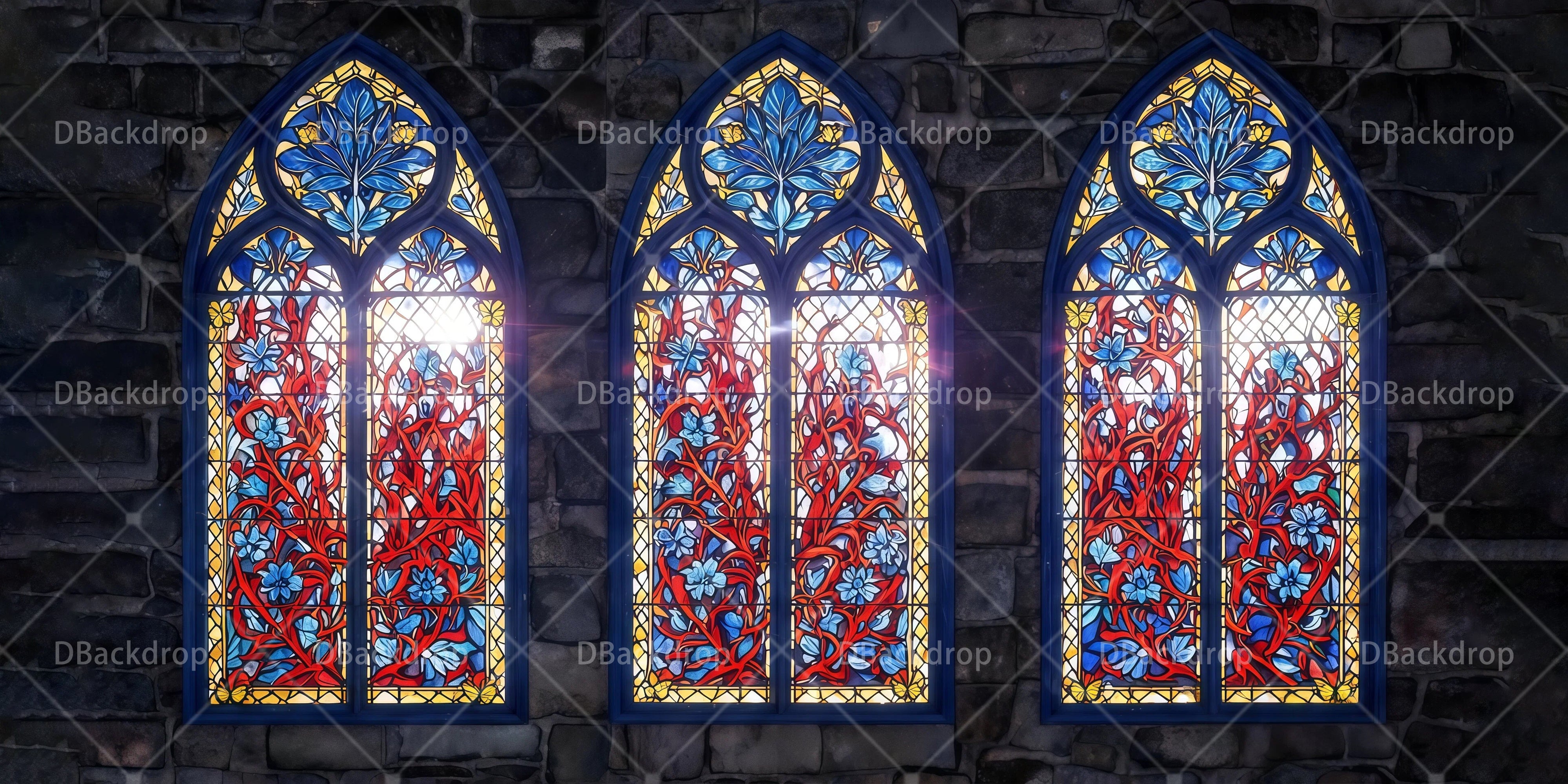 Buntglasfenster Kirchenkulisse für Theaterbühnen RR65-T80