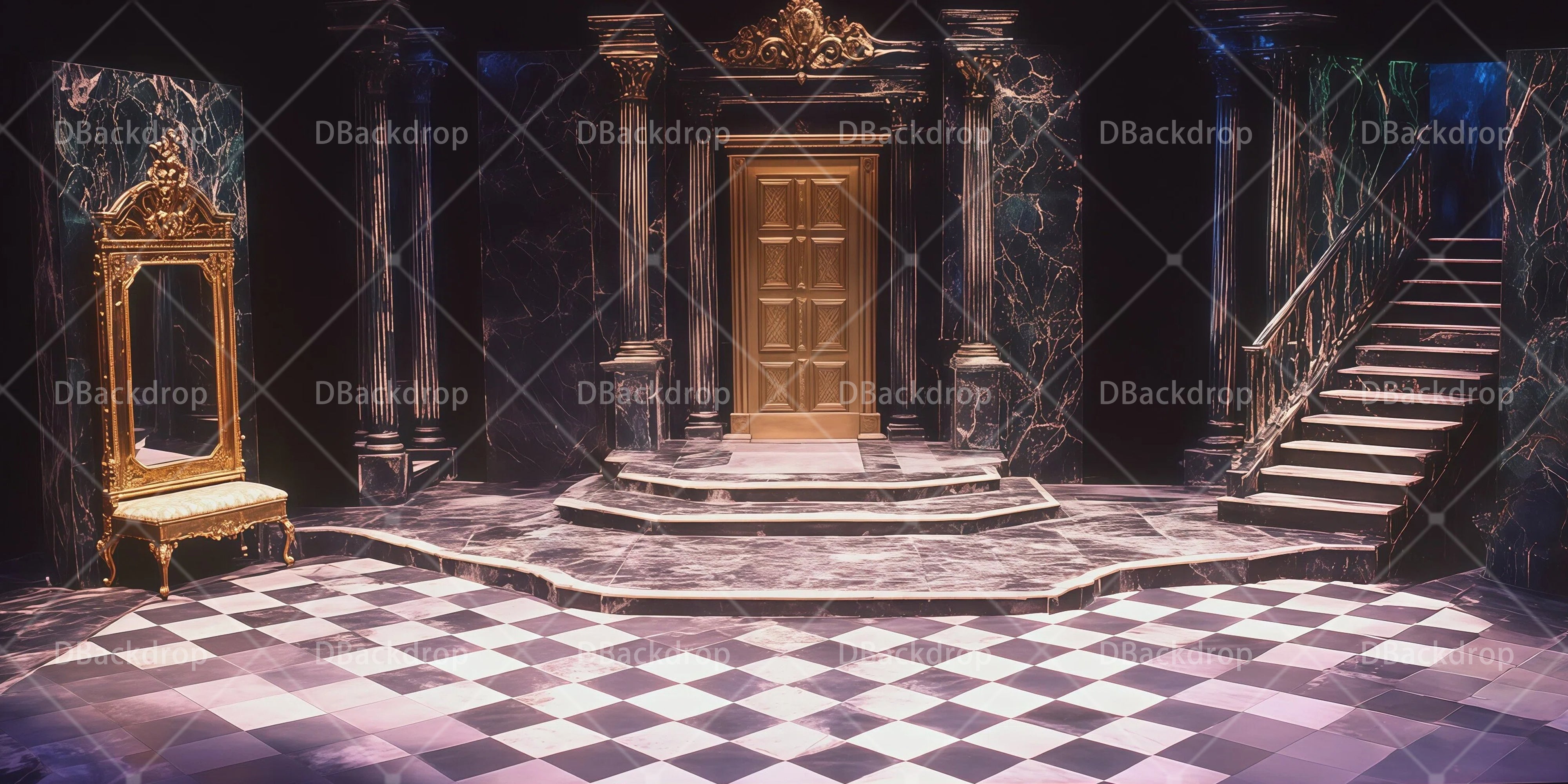 Schultheater Hintergrund Schwarzer Marmorfoyer Aufführungskulisse RR66-T49