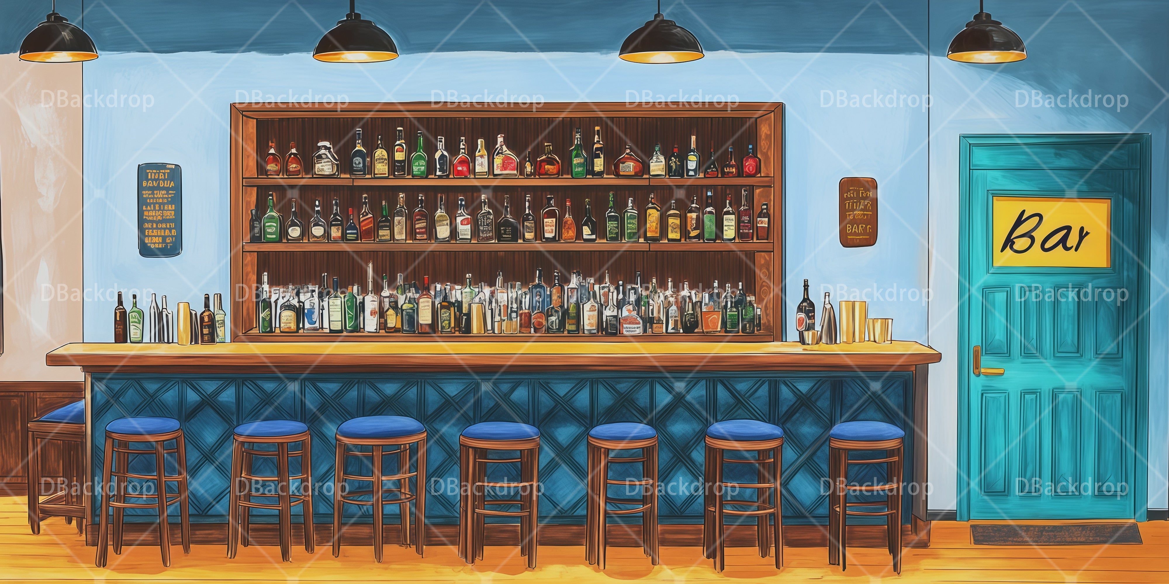 Professioneller Bühnenhintergrund Bar-Innenraum Theaterkulisse RR66-T8
