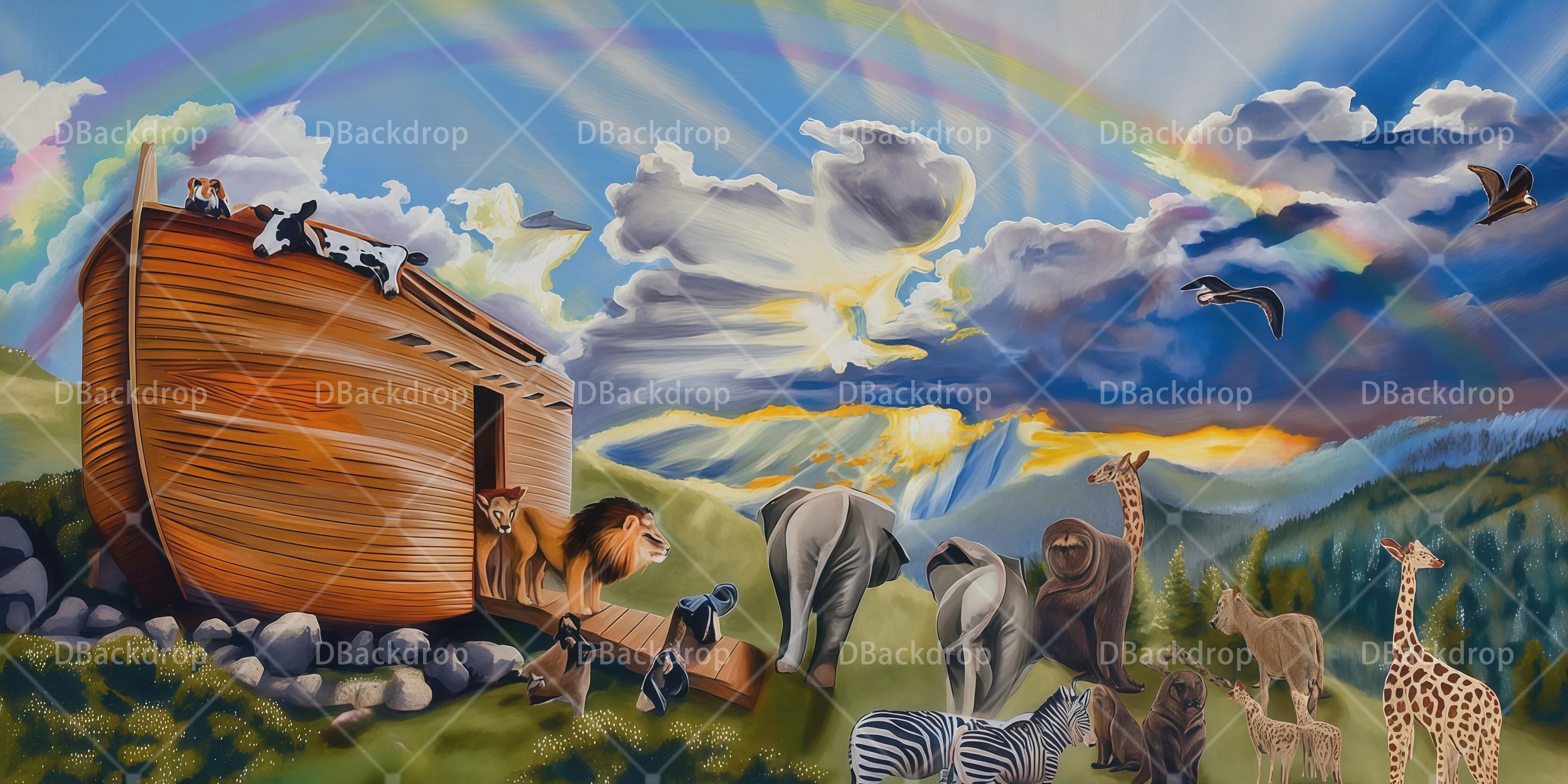 Theater Bühnenhintergrund Regenbogen-Arche-Landung RR66-T90