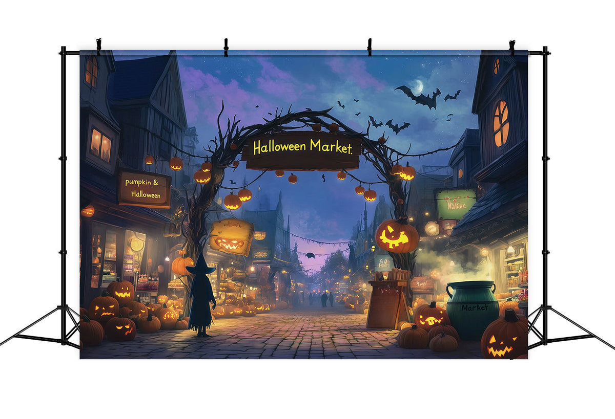 Halloween-Kürbis-Hintergrund Hexenmarkt Kürbisstraße Halloween-Fotohintergrund-Ideen RR67-112