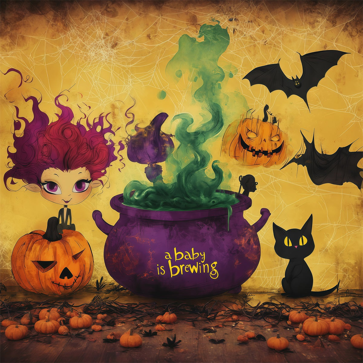Halloween-Babyparty-Hintergrund Baby-Hexe-Braufeier-Fotografie Halloween-Hintergrund RR67-135