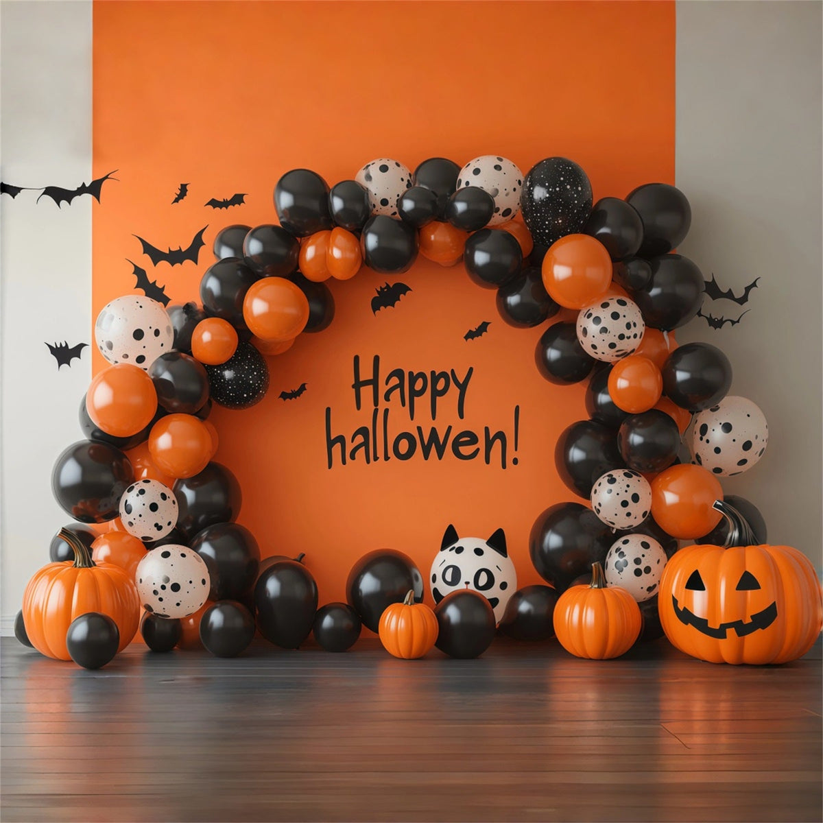 Halloween-Hintergrund Mit Luftballons Schwarz-Orange Dekoration Diy-Ideen Für Halloween-Hintergründe RR67-189