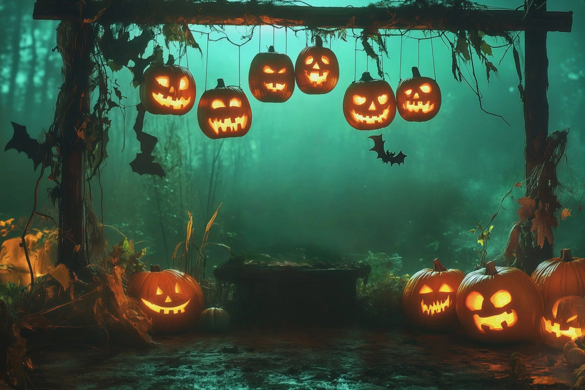 Gruselige Halloween-HintergrundideenHängender Kürbiswaldbogen Für Halloween-Fotoshootings RR67-28