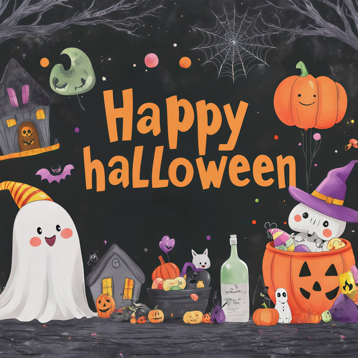 Niedliche Halloween-Hintergründe Niedliche Geister-Kürbis-Party-Hintergründe Szenenbildner RR67-56