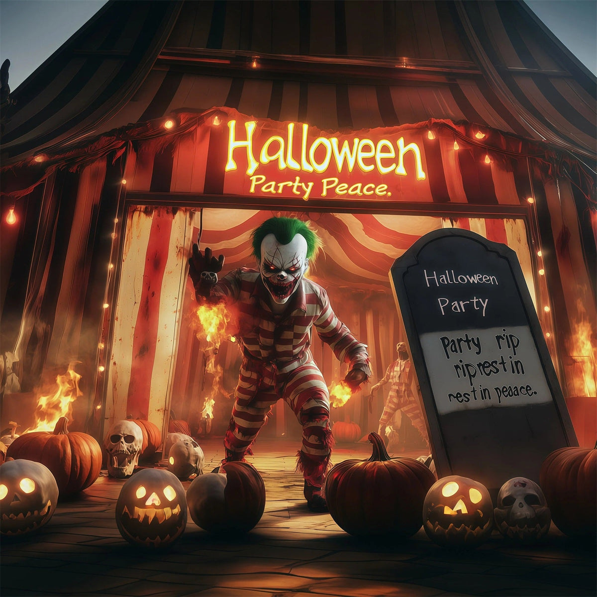 Halloween-HintergrundfotoGruselclown-Zirkuseingang Halloween-Party-Hintergrund RR67-60