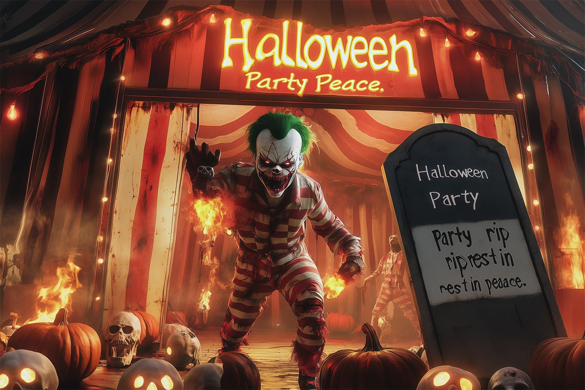 Halloween-HintergrundfotoGruselclown-Zirkuseingang Halloween-Party-Hintergrund RR67-60