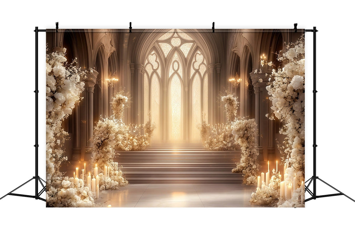 Weihnachtskulisse In Der Kirche Elfenbeinfarbener Blumenkathedrale Professionelle Weihnachtskulisse RR68-92