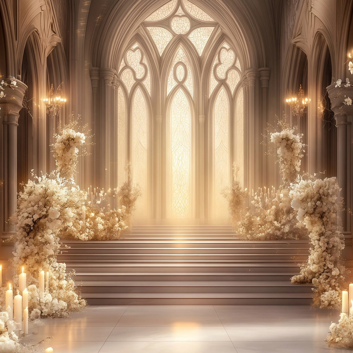 Weihnachtskulisse In Der Kirche Elfenbeinfarbener Blumenkathedrale Professionelle Weihnachtskulisse RR68-92