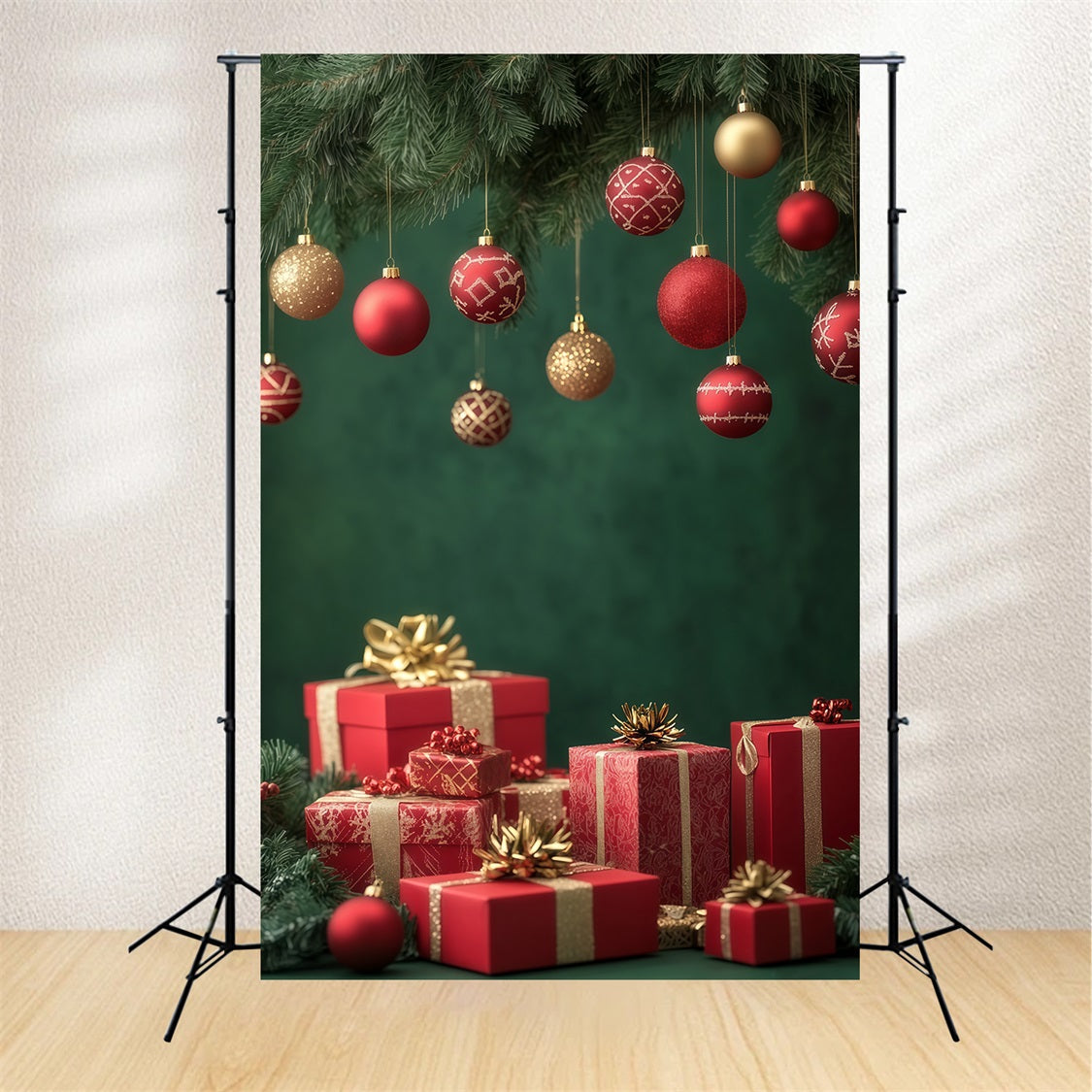 Weihnachtskugel-Hintergrund Ornament-Geschenkbox-Display Weihnachts-Fotohintergründe RR69-21