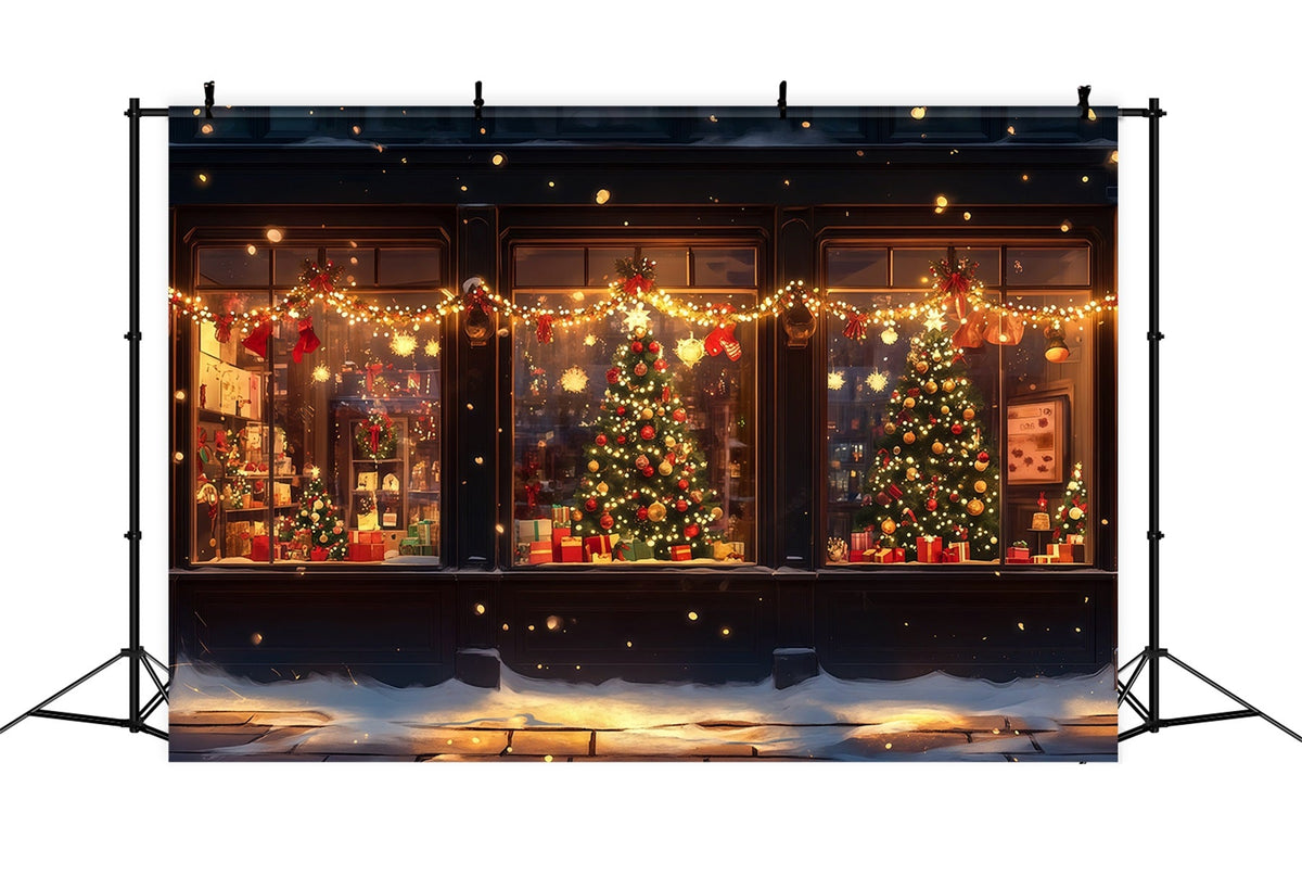 Weihnachtsladen-Hintergrund Winterliche Schaufensterbeleuchtung Weihnachtswand-Hintergrund RR69-45
